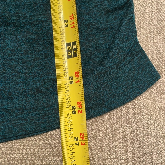 ATHLETA Athletic Racerback Tank Top Small Ruched Sides Heather Blue & Black - Picture 9 of 12